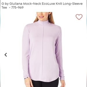 Nwot G by Guliana mock neck ecoluxe knit long sleeve tee 1X lilac
